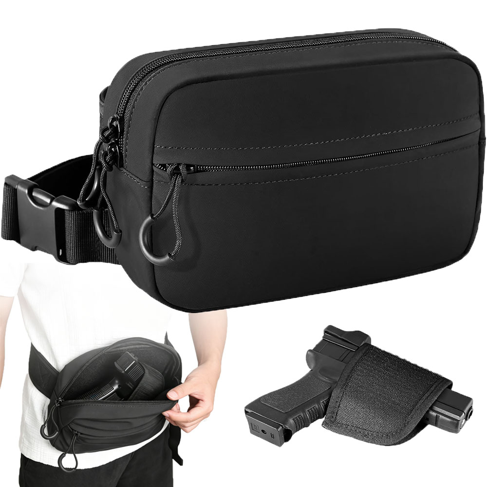Edc Carry Holster - ガンバッグ 隠し携帯用ウエストバッグ タクティカルファニーパック ホルスター付き ピストルポーチ クロスボディ