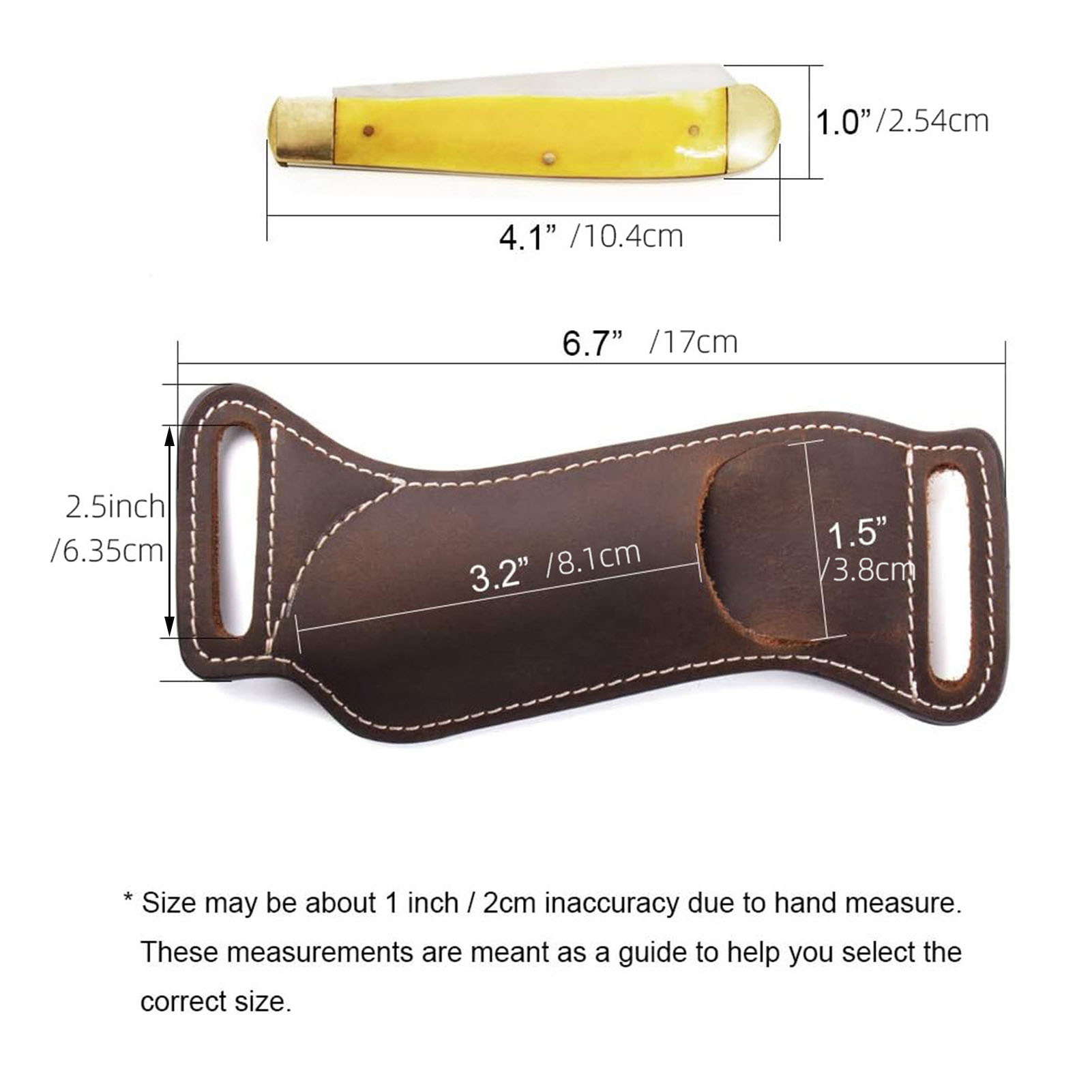 Leather Edc. Carry Pouch - 1パック折りたたみナイフ用レザーケース、キャンプ、ハイキング、EDC用ウエストキャリーポーチ、耐久性のあるアウトドアツールホルダーギア