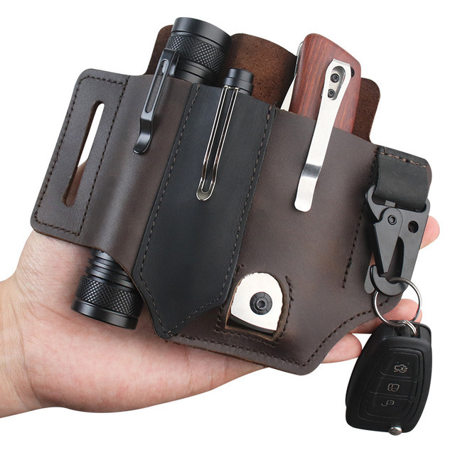 レザーEDCツールポーチ アウトドアタクティカル懐中電灯ホル - Edc Carry Belt Pouch のレビューと価格