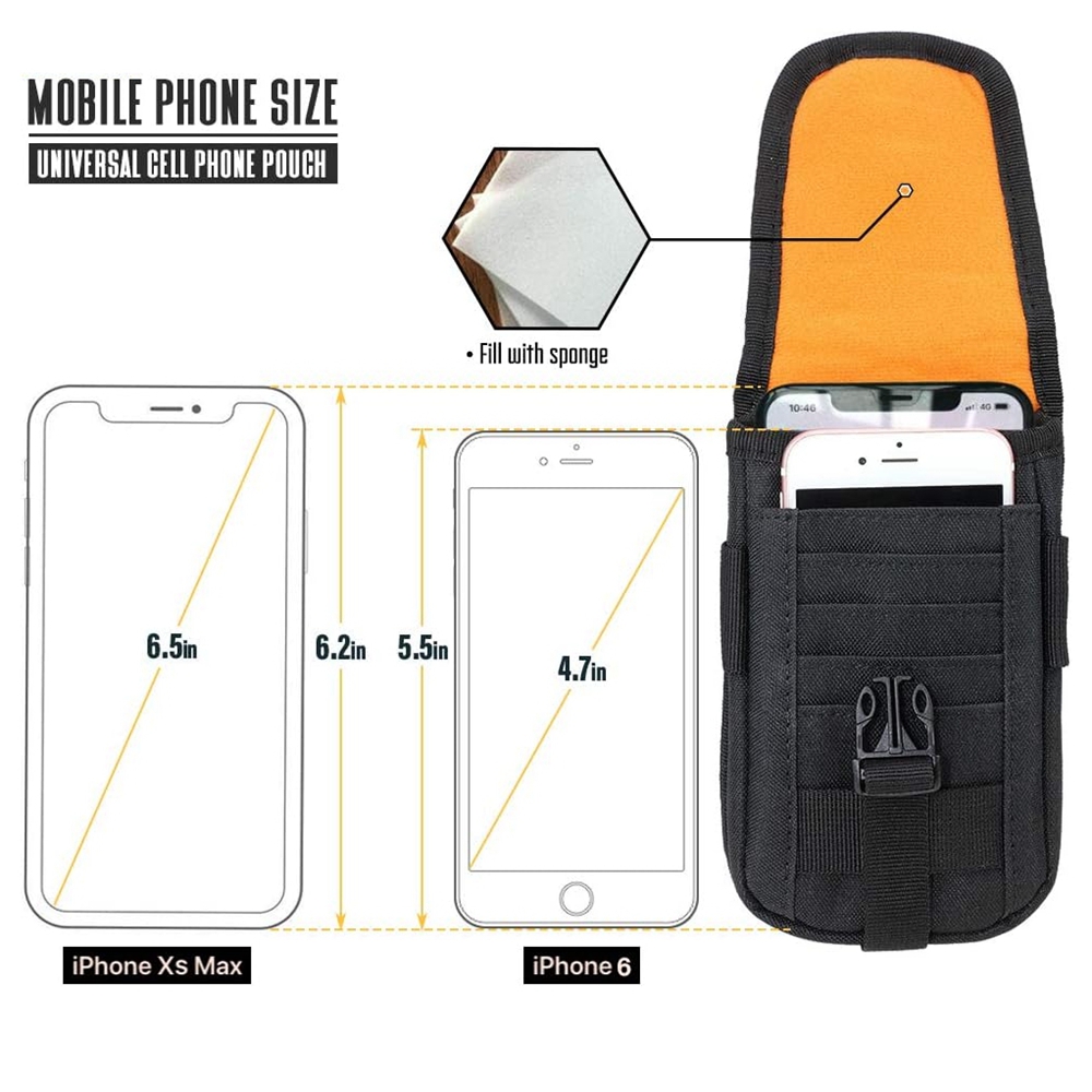 タクティカルフォンポーチMOLLE、スマートフォンホルスター - Edc Carry Belt Pouch のレビューと価格