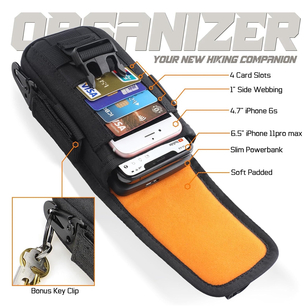 タクティカルフォンポーチMOLLE、スマートフォンホルスター - Edc Carry Belt Pouch のレビューと価格