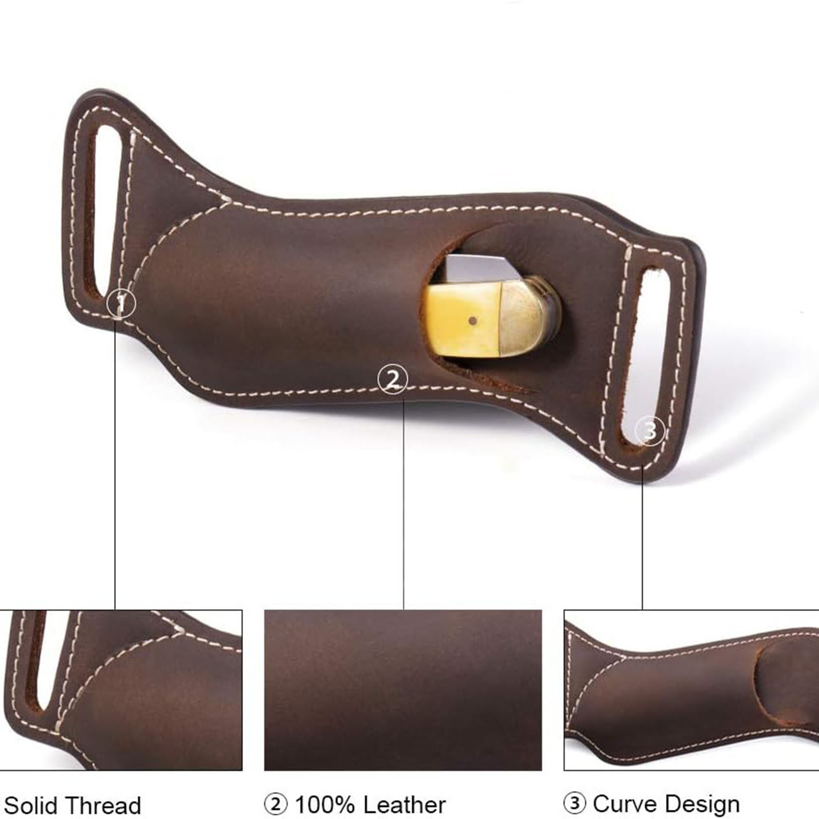 1パック折りたたみナイフ用レザーケース、キャンプ、ハイキング - Leather Edc. Carry Pouch のレビューと価格